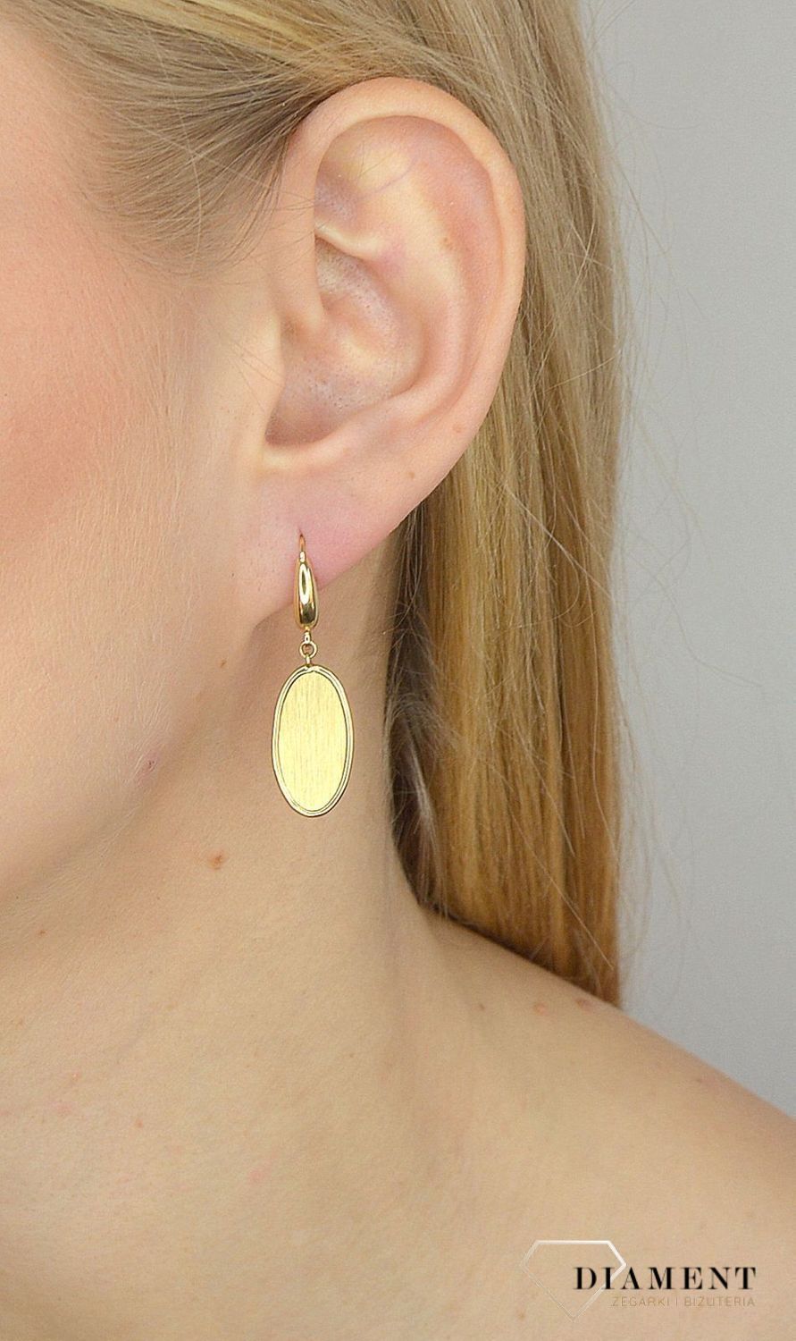 Złote kolczyki owalne, matowe Dall'Acqua Gold KS1 AG 090.jpg